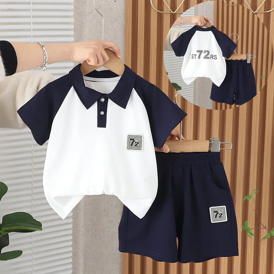 1-5 years european and american fashion polo lapel ولد بدلة أكمام قصيرة أولاد clothing