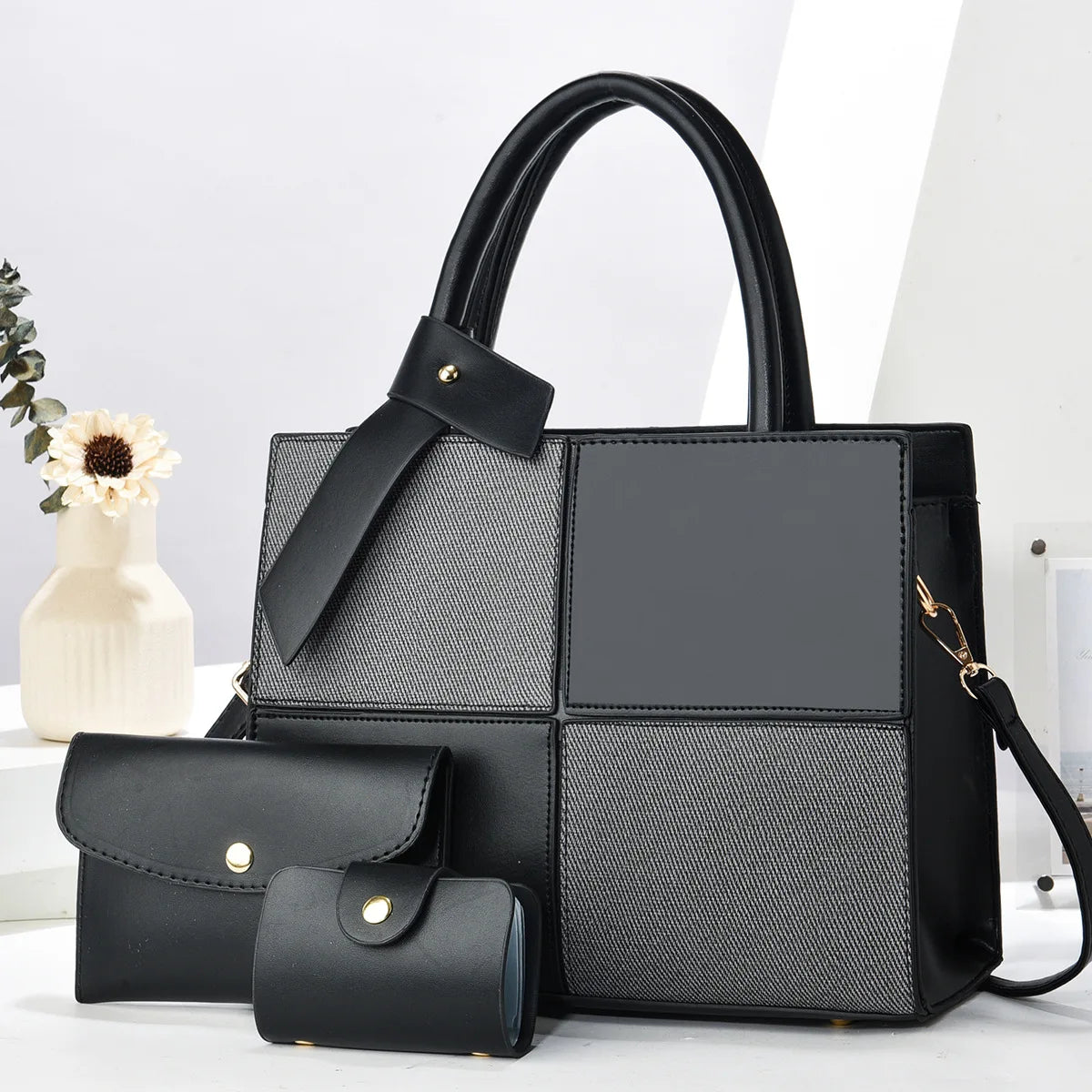 شنطة جلد كاجوال للنساء - 2025 New PU Leather 3 in 1 Women Bags Se