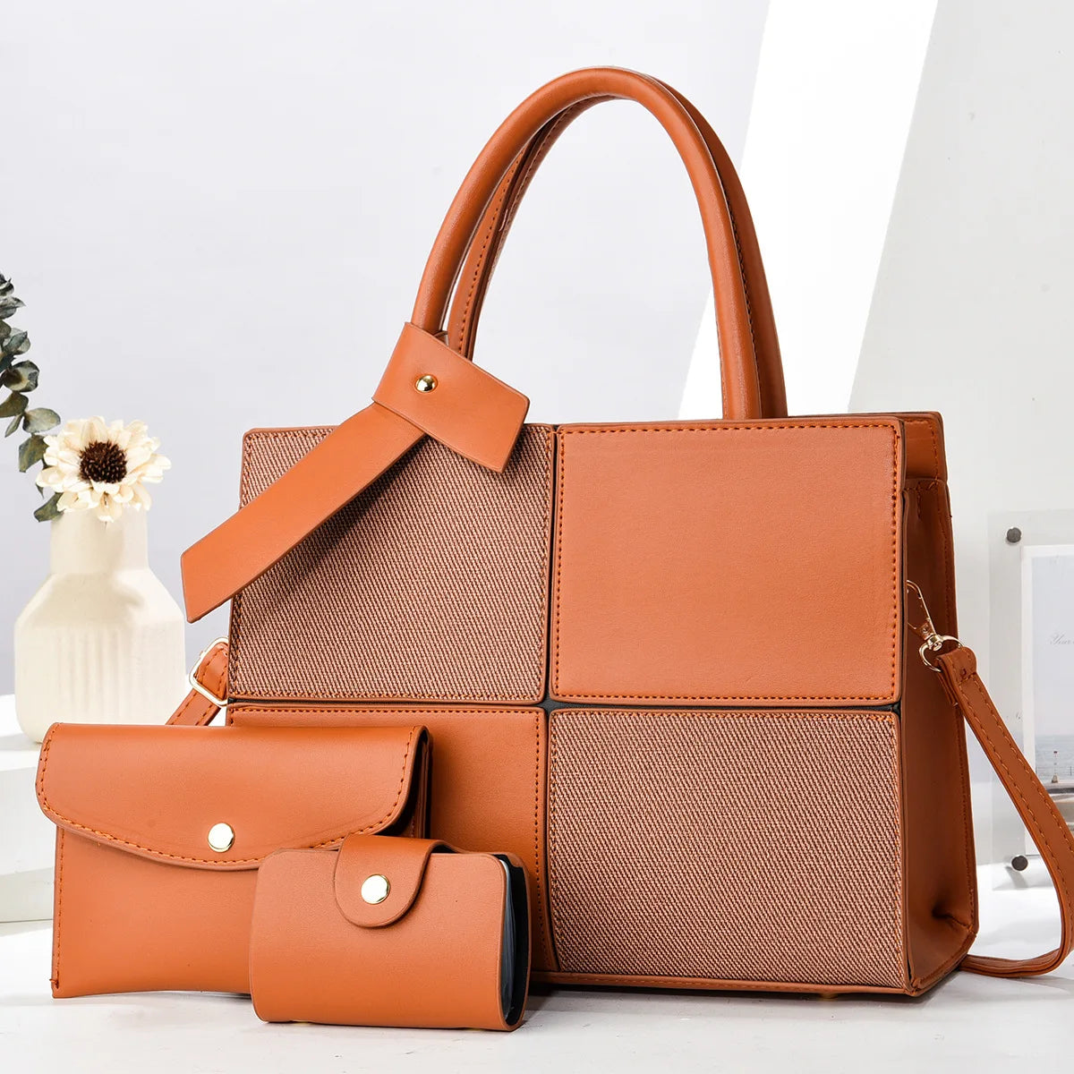 شنطة جلد كاجوال للنساء - 2025 New PU Leather 3 in 1 Women Bags Se