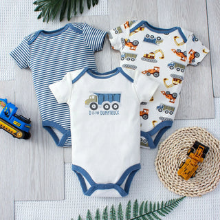 0-9 months baby ولد three-piece جمبسوت romper طقم 100% cotton onesie with snap button closure fashionable pajamas