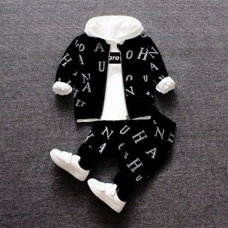 خريف شتاء جديد أولاد zipper shirt three-piece طقم children baby full printed letters hooded أكمام طويلةs بدلة