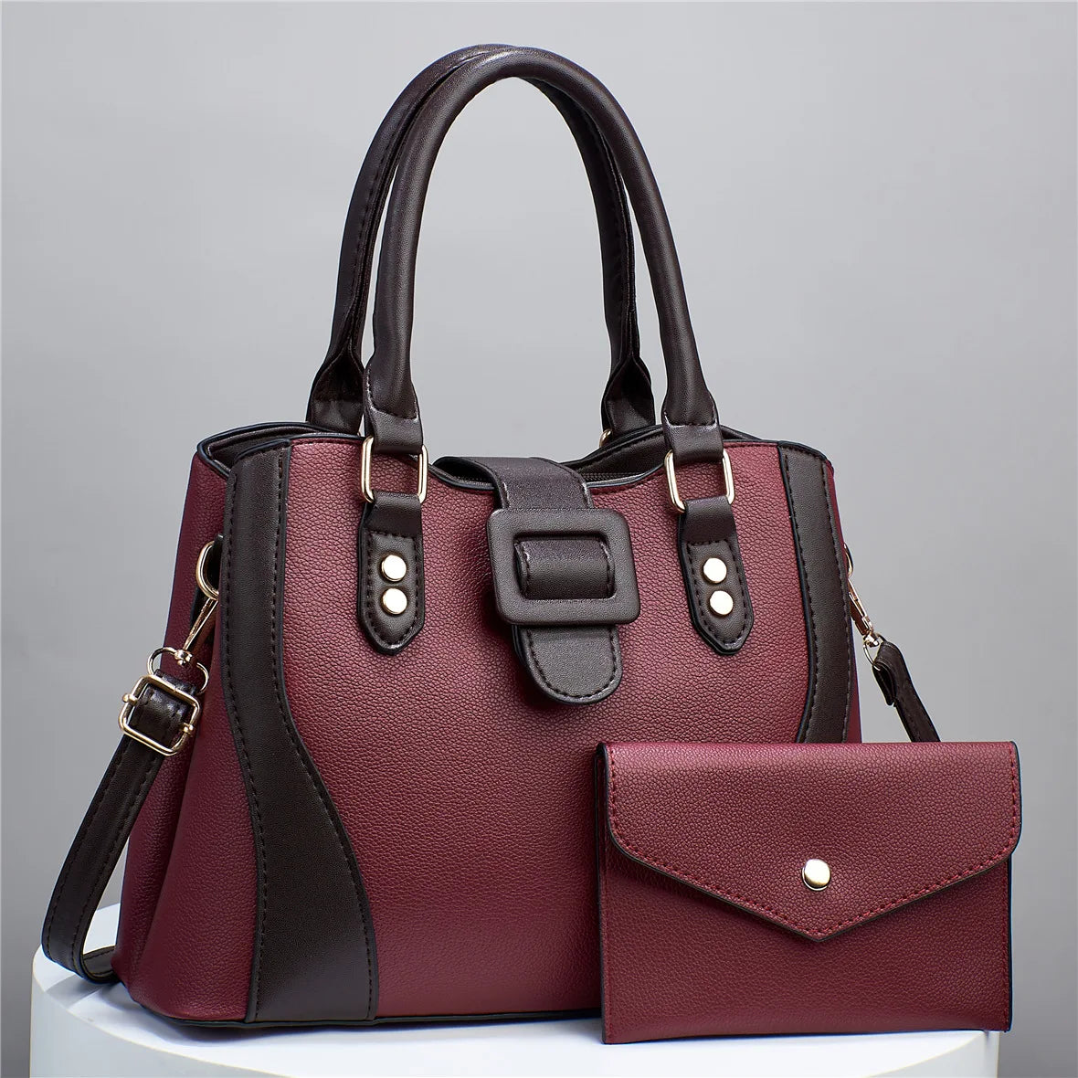 شنطة جلد أنيقة للنساء - Two Piece Set of New Fashionable Retro V