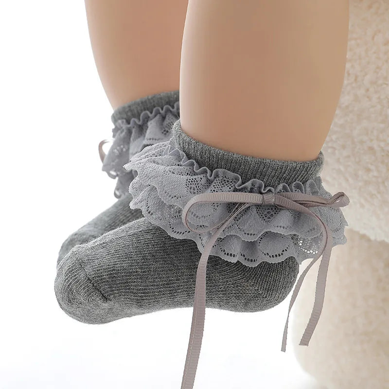 بنات' red bow-knit كاجوال socks full moon أميرة crew socks for ربيع وخريف baby knitted technique at high quality
