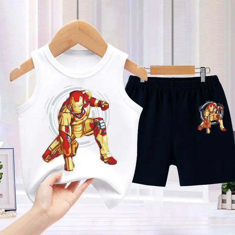 spider-man طقم قطعتين for أولاد صيف sports فيست shorts formal-كاجوال cotton print baby fashion أولاد' sports shirt shorts