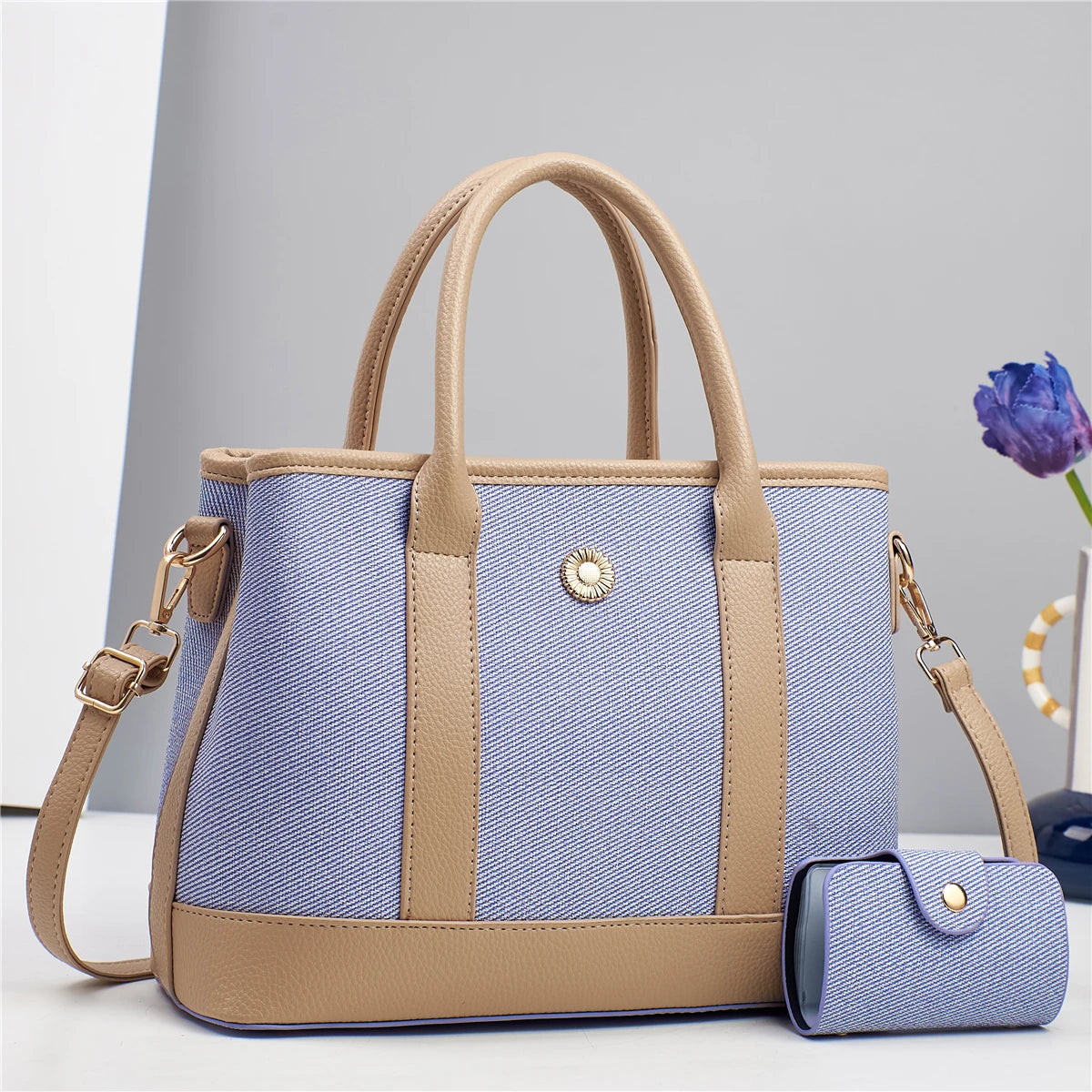 شنطة يد كاجوال للنساء - 2025 New PU Leather Women Bags Set 2 in
