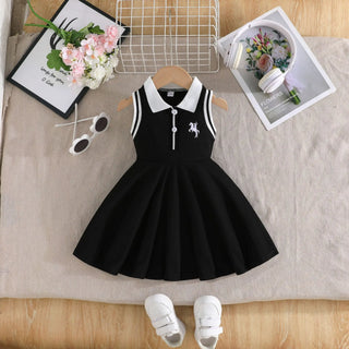 موضة 2025 بنات sweet cute صيف بدون أكمام فستان for pony embroidery فستان