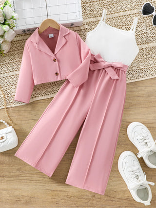 صيف جديد children's clothing three-piece طقم كاجوال korean version بدلة jacket pants loose leisure print pattern بنات