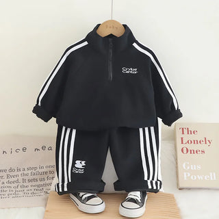 baby كاجوال sportswear موضة 2025 ربيع وخريف جديد ستايل handsome knitted cotton hoodie طقم قطعتين for أولاد and بنات