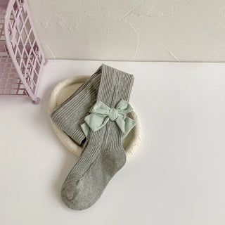 wholesale children's ربيع خريف solid color bow leggings baby bottoms anti-slip knitted technique كاجوال ستايل for بنات