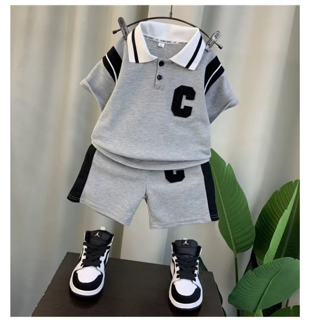 1-5 years european and american fashion polo lapel ولد بدلة أكمام قصيرة أولاد clothing