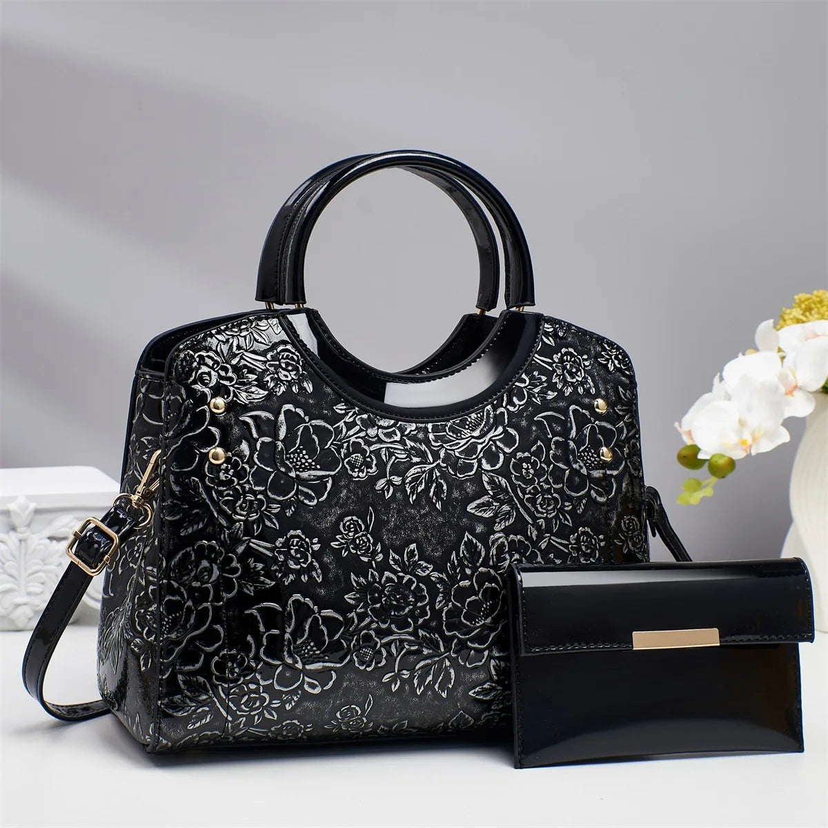 شنطة جلد عملية للنساء - Factory Wholesale PU Leather 3 Pieces Ba