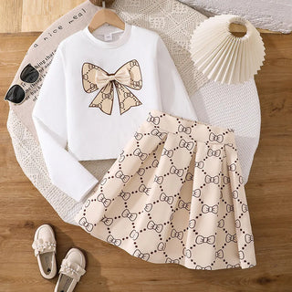 موضة 2025 ربيع وخريف جديد butterfly ربطة printed أكمام طويلة توب with hundred fold half جيب طقم قطعتين