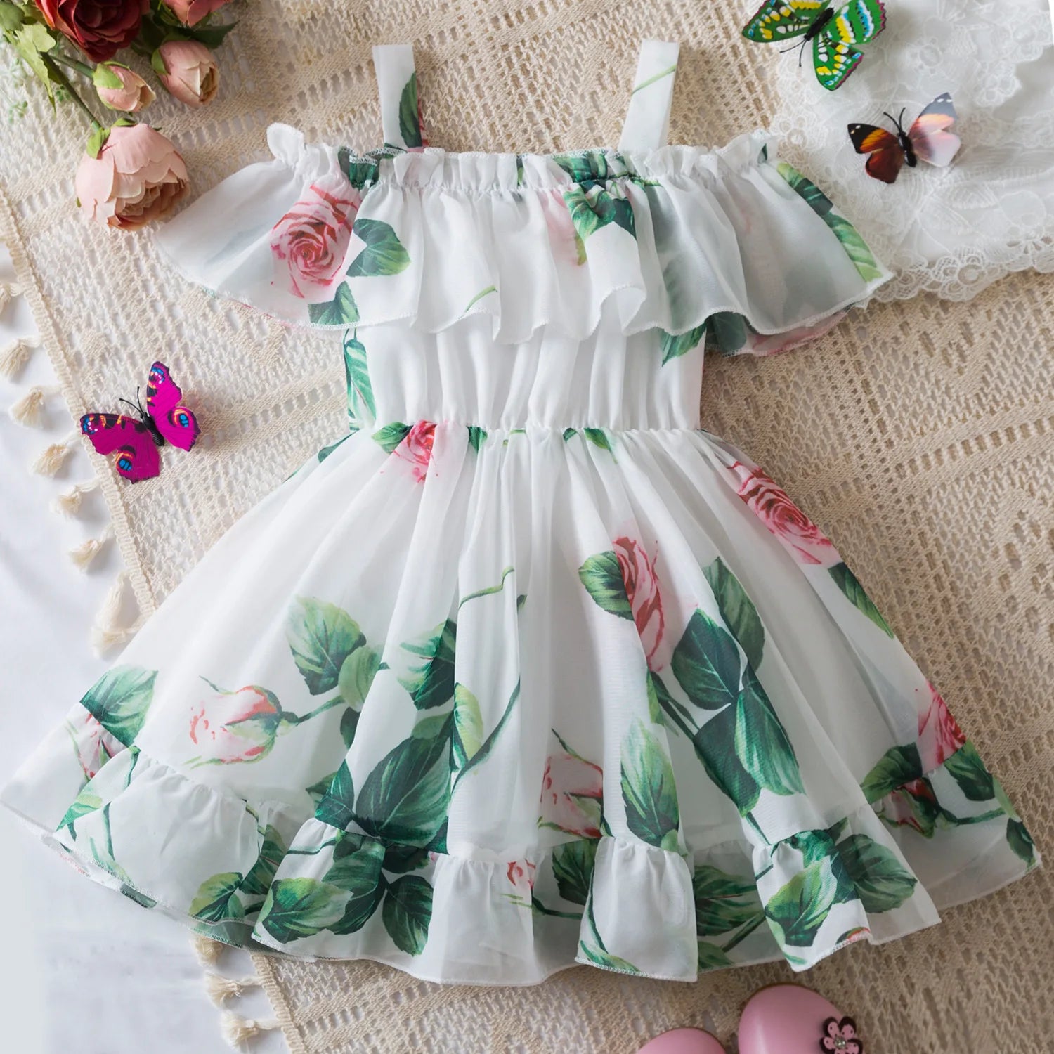 hot sale صيف بنات dresses comfortable أطفال clothing straight shoulder design for baby بنات children أميرة فستان