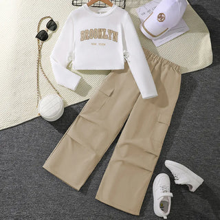موضة 2025 cool بنت clothing 8-12 year children boutique teenage 2 piece sets أطفال بنات clothing طقم