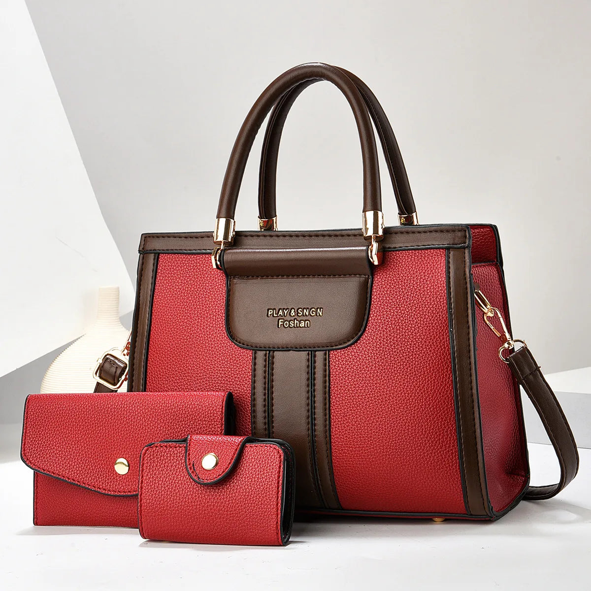 شنطة سهرة عملية للنساء - 2025 PU Leather 3 Pieces Bags Set Ladies