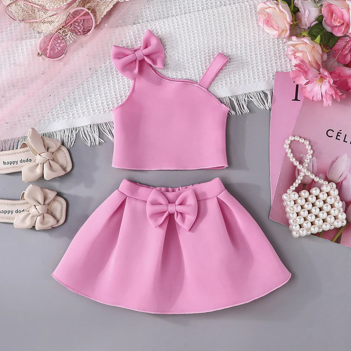 جديد cute off-shoulder كم bow أميرة فستان for بنات solid color infant toddler كاجوال clothing طقم made worsted