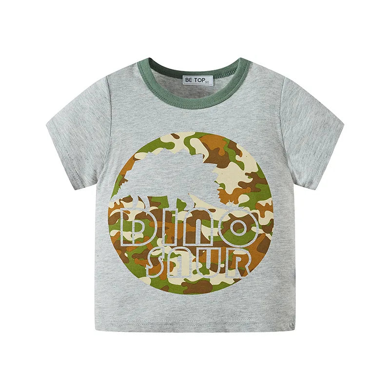 hot sale أولاد baby صيف o-neck t-shirt كاجوال ستايل 100% cotton animal print ناعم breathable plus size 200 grams knitted odm