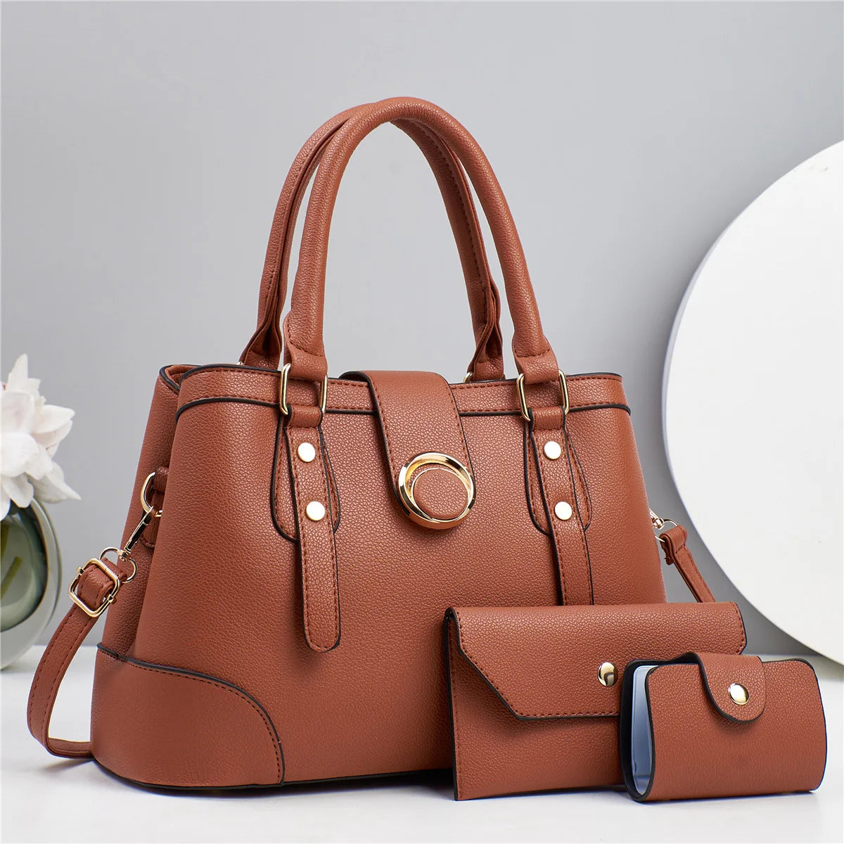 شنطة نسائية مميزة للنساء - New Contrast Color Simple Embossed Three