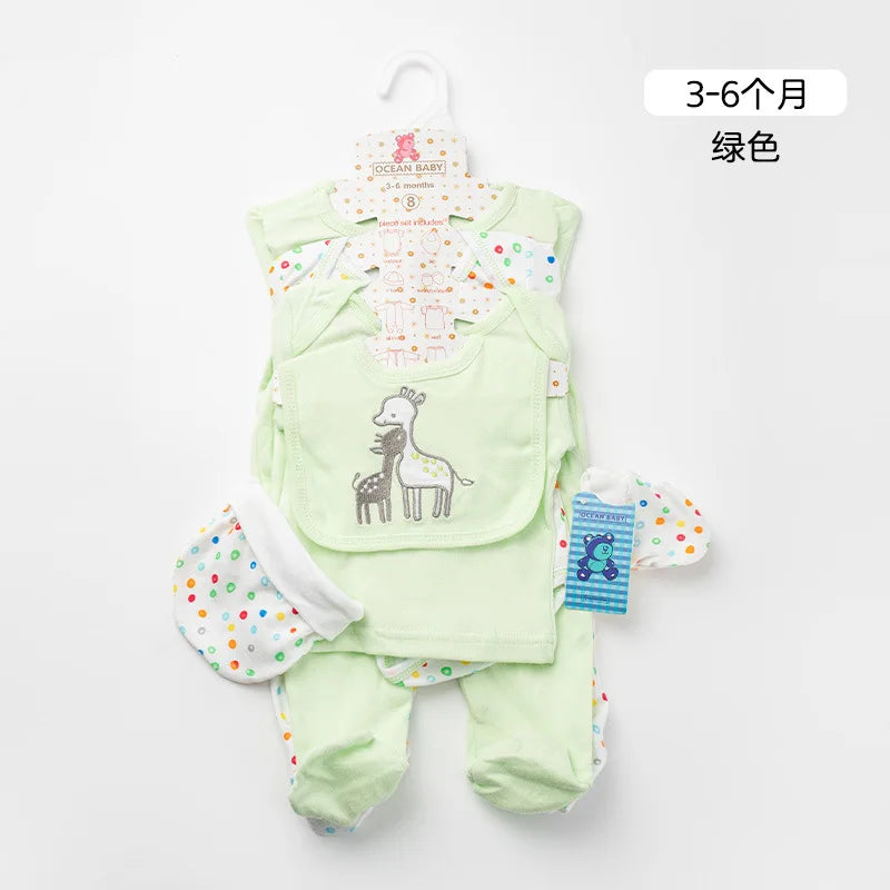 100% cotton unisex bodysuit gift 8pcs طقم baby infants clothing romper boutique newborn baby babi clothes sets 0-3 months