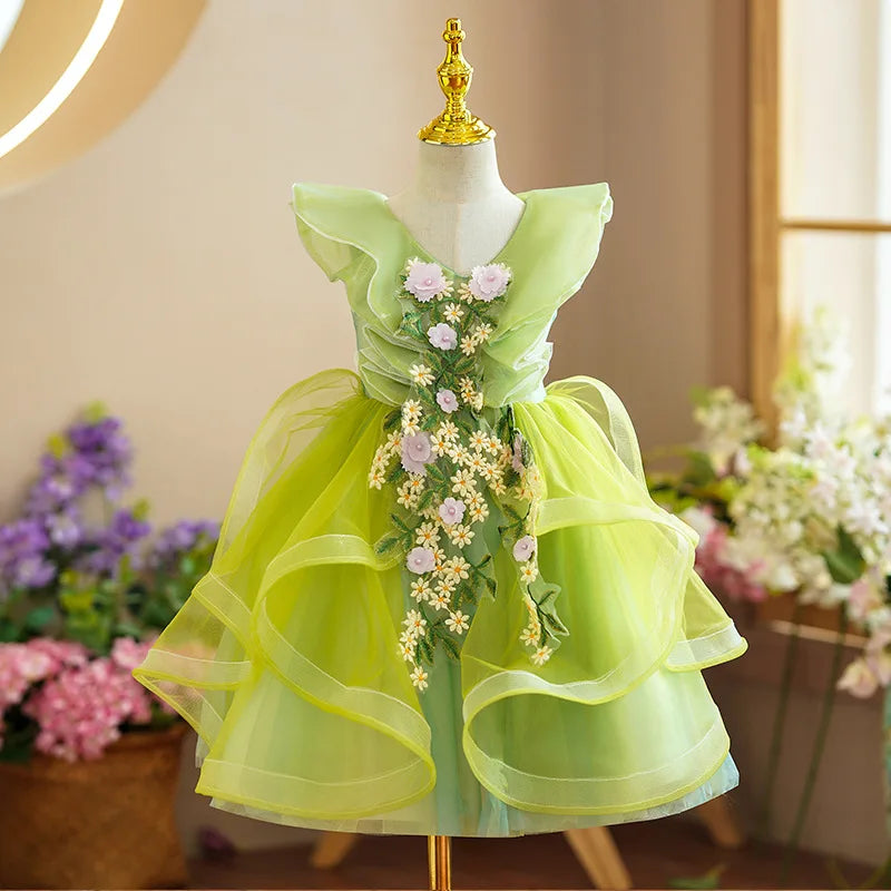 بنات' منفوش floral formal فستان أميرة ستايل for runway shows or weddings children's evening flower بنت فستان