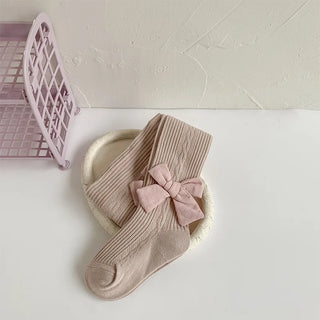 wholesale children's ربيع خريف solid color bow leggings baby bottoms anti-slip knitted technique كاجوال ستايل for بنات