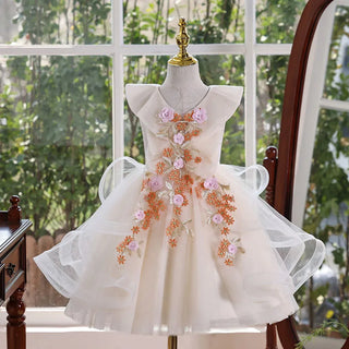 بنات' منفوش floral formal فستان أميرة ستايل for runway shows or weddings children's evening flower بنت فستان