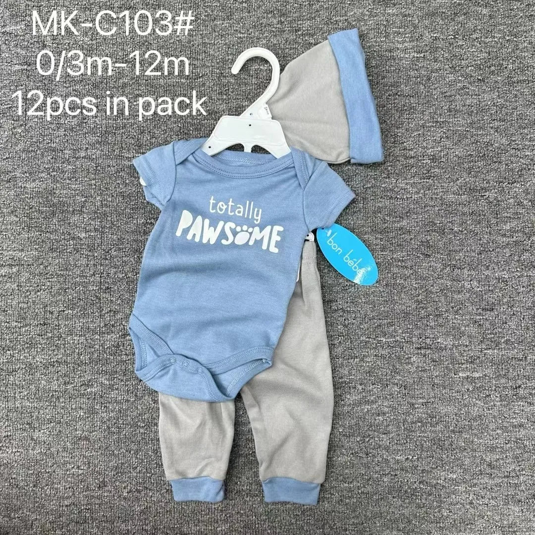 ولد baby جمبسوت with أكمام قصيرة and triangle hat 100% cotton fart ha coat & pants طقم for infants