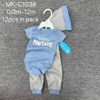 ولد baby جمبسوت with أكمام قصيرة and triangle hat 100% cotton fart ha coat & pants طقم for infants