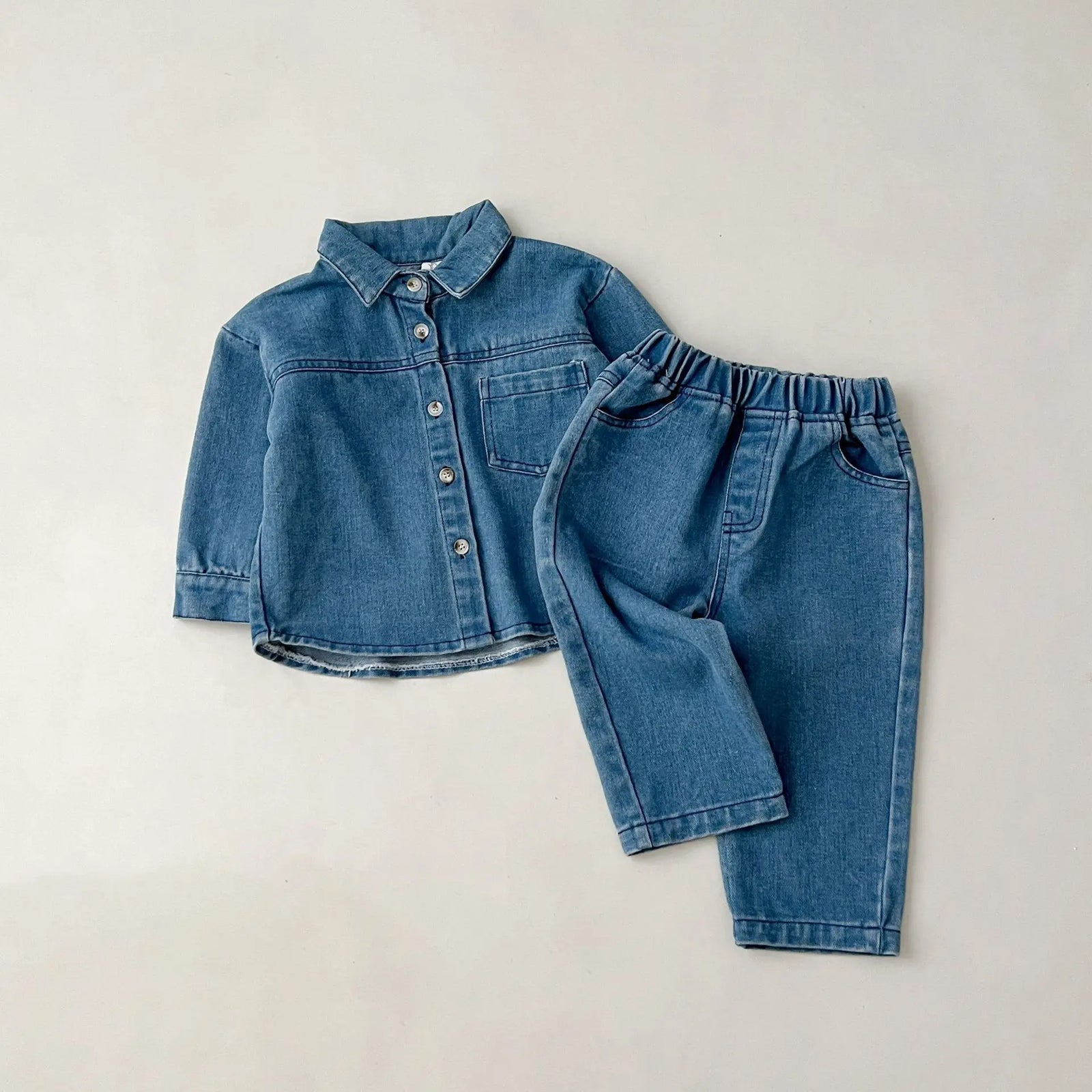 خريف جديد korean version كاجوال print طقم قطعتين دينم بدلة with أكمام طويلة jacket and jeans pants for children