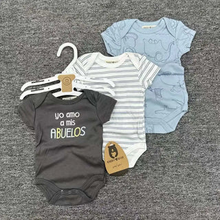 صيف أكمام قصيرة baby جمبسوت for أولاد and بنات three-piece cotton بدلة with printed pattern