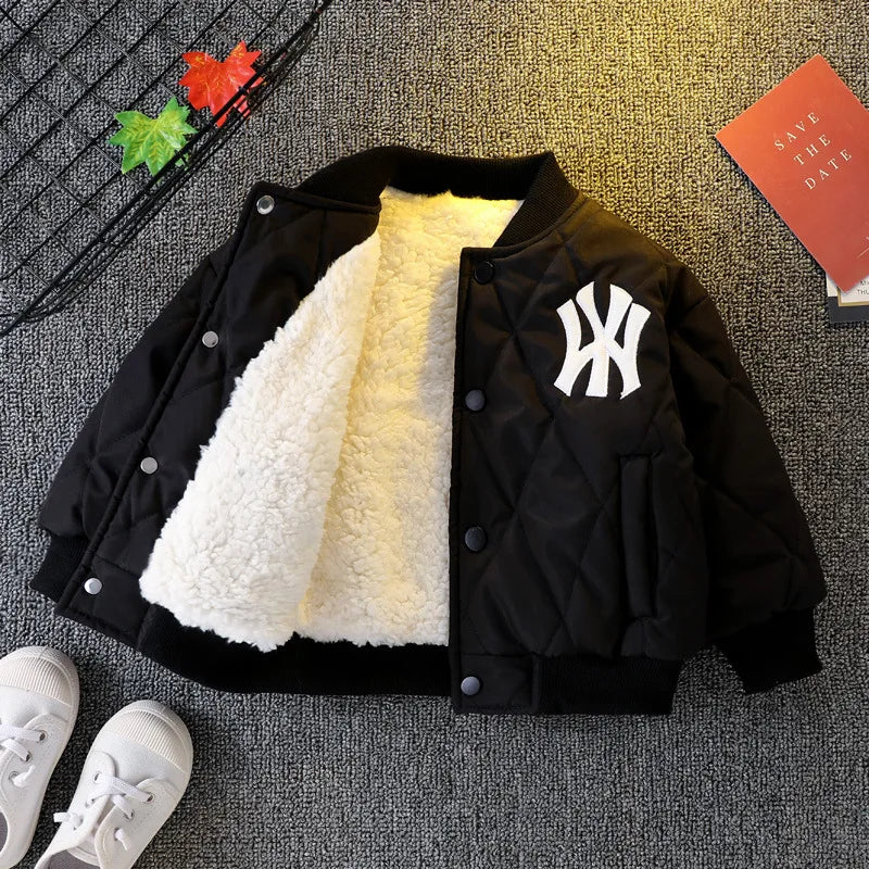 أولاد شتاء thickened baseball jacket small and medium children cotton coat with طويل length warm feature for أطفال