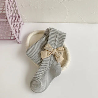 wholesale children's ربيع خريف solid color bow leggings baby bottoms anti-slip knitted technique كاجوال ستايل for بنات