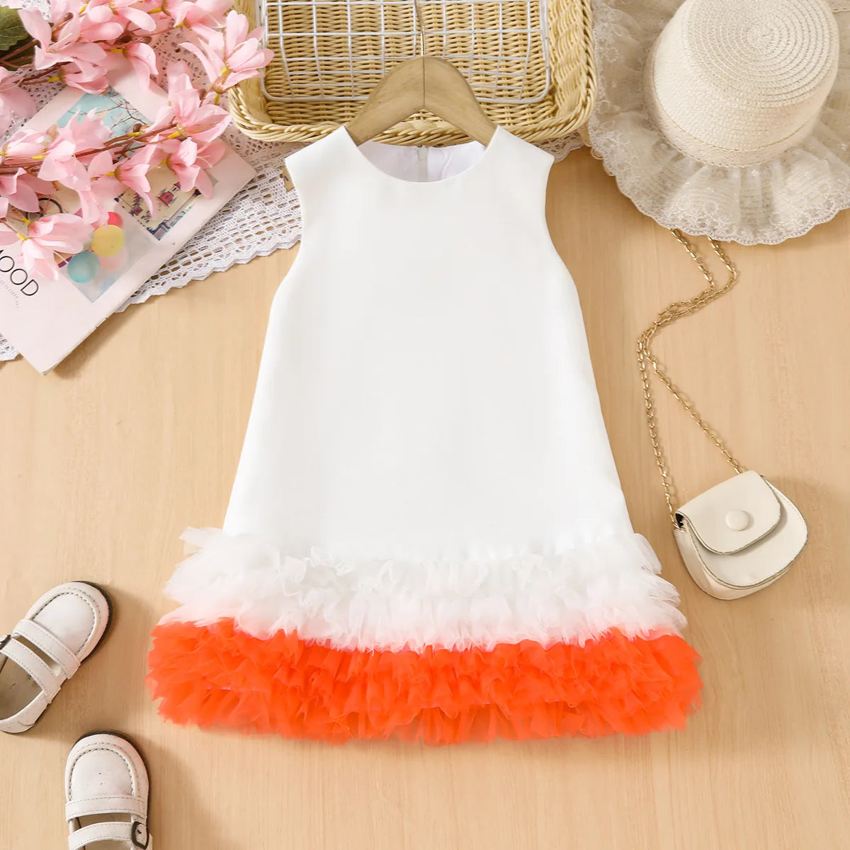 موضة 2025 جديد hot selling أطفال wholesale clothing صيف بدون أكمام بنات فستان
