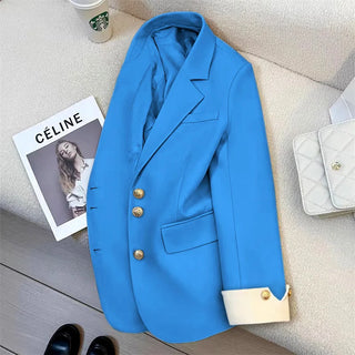 موضة 2025 جديد fashion office lady coat أكمام طويلة buttons pockets plus size توب ربيع خريف women blazer coat