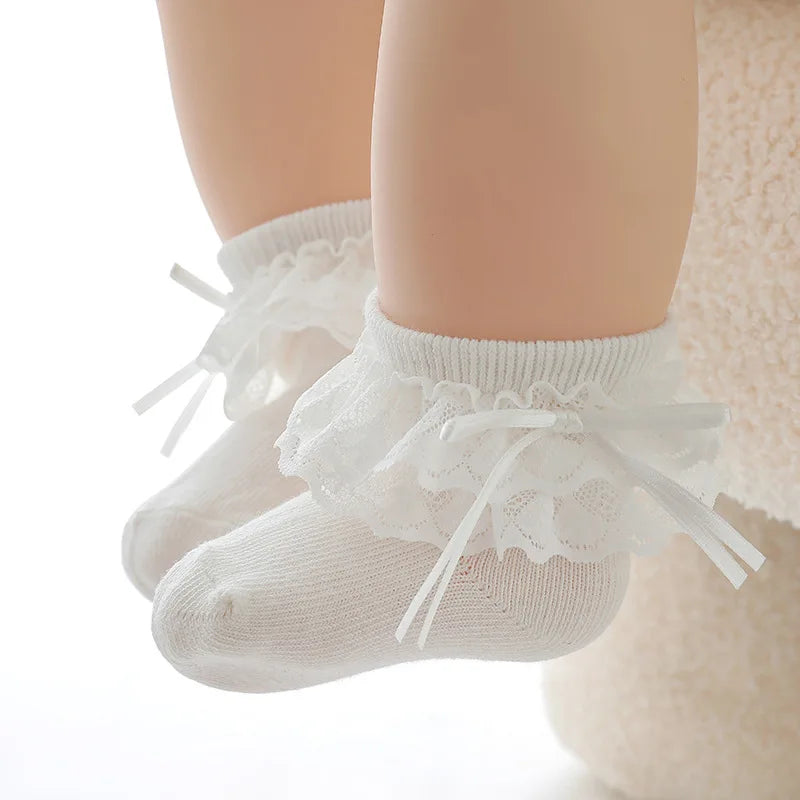 بنات' red bow-knit كاجوال socks full moon أميرة crew socks for ربيع وخريف baby knitted technique at high quality