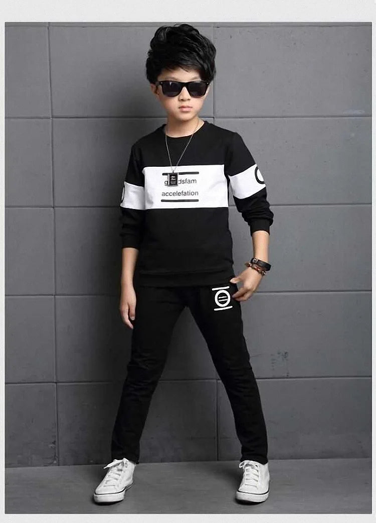 أولاد كاجوال print طقم قطعتين طويل-sleeved t-shirt and pants for ربيع وخريف children's cotton clothing