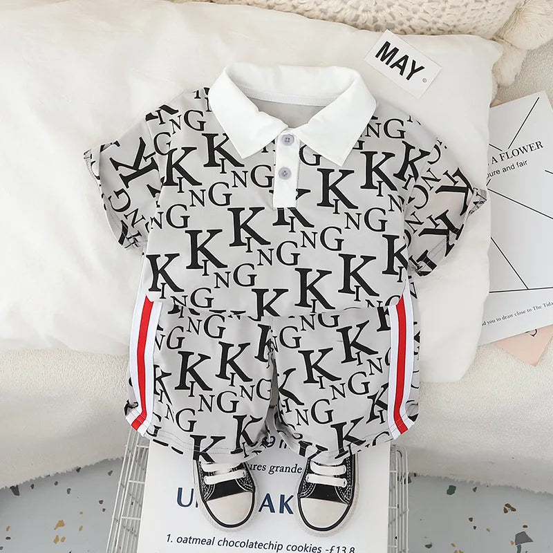 موضة 2025 صيف fashion أكمام قصيرة cotton polo shirt بدلة for أولاد children's صيف clothes