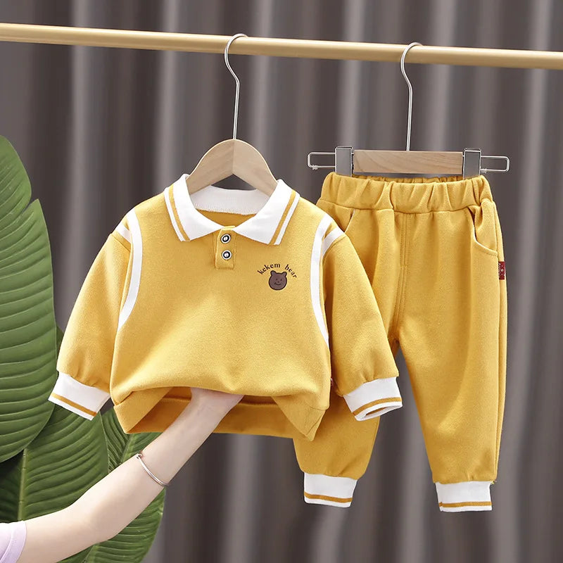جديد men's women's أكمام طويلة طقم قطعتين baby children's formal cotton clothing for ربيع خريف foreign ستايل بدلة بنات