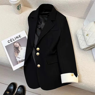 موضة 2025 جديد fashion office lady coat أكمام طويلة buttons pockets plus size توب ربيع خريف women blazer coat