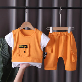 2024 جديد children cotton clothes صيف baby patchwork t shirts shorts pants 2pcs infant أطفال tracksuits أولاد clothing sets