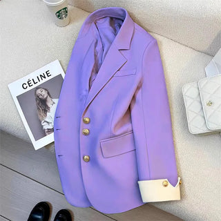 موضة 2025 جديد fashion office lady coat أكمام طويلة buttons pockets plus size توب ربيع خريف women blazer coat