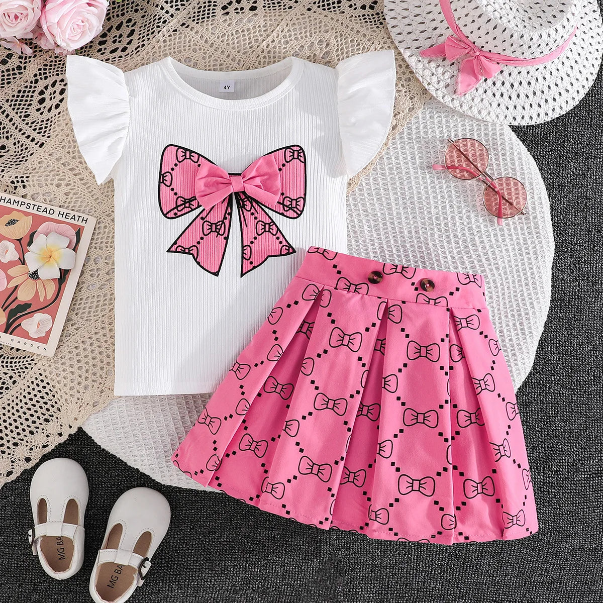 wholesale جديد arrival children أميرة clothes طقم baby بنات أكمام قصيرة توب and جيب two piece