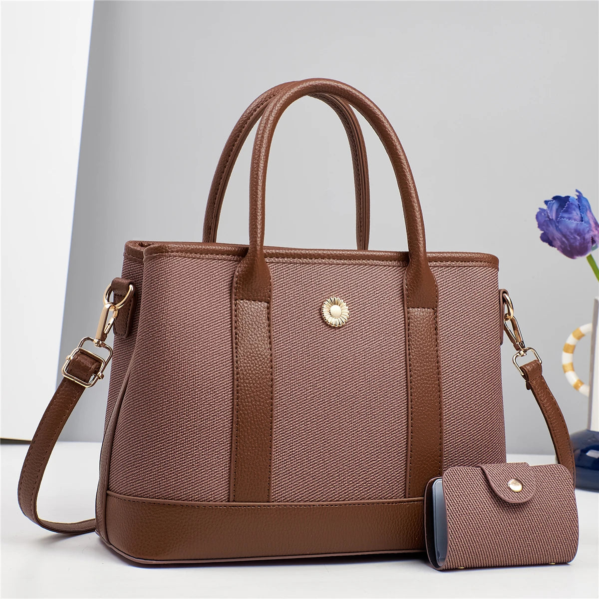 شنطة يد كاجوال للنساء - 2025 New PU Leather Women Bags Set 2 in