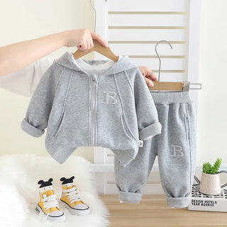 موضة 2025 ربيع جديد أولاد' and بنات' hooded zipper shirt أكمام طويلة طقم baby كاجوال pants طقم قطعتين