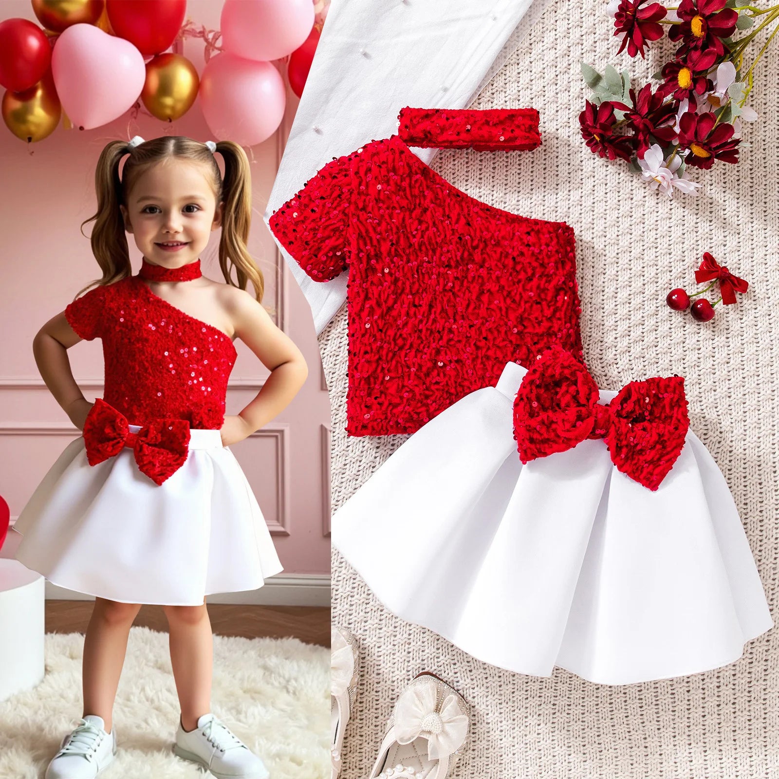 صيف cute بنت كاجوال بدلة baby child hanging neck shoulder sequin أكمام قصيرة unkempt cotton جيب