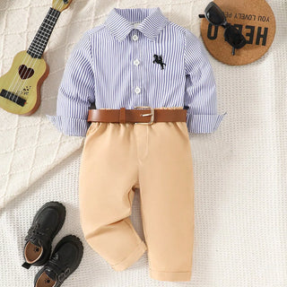 خريف جديد collection british cotton baby أولاد clothing أكمام طويلة striped shirt pants طقم for pattern
