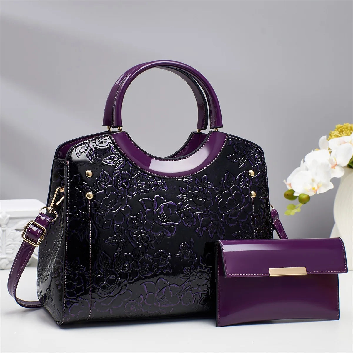 شنطة جلد عملية للنساء - Factory Wholesale PU Leather 3 Pieces Ba
