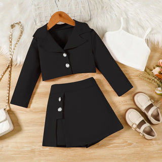 موضة 2025 خريف and شتاء جديد بنات' طقم بنات' lapel أكمام طويلةd jacket camisole inner جيب pants three piece طقم