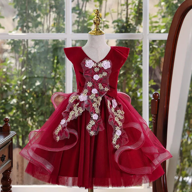 بنات' منفوش floral formal فستان أميرة ستايل for runway shows or weddings children's evening flower بنت فستان