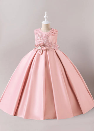 solid color أميرة فستان with جديد floral waist for بنات birthday party فستان صيف odm supply